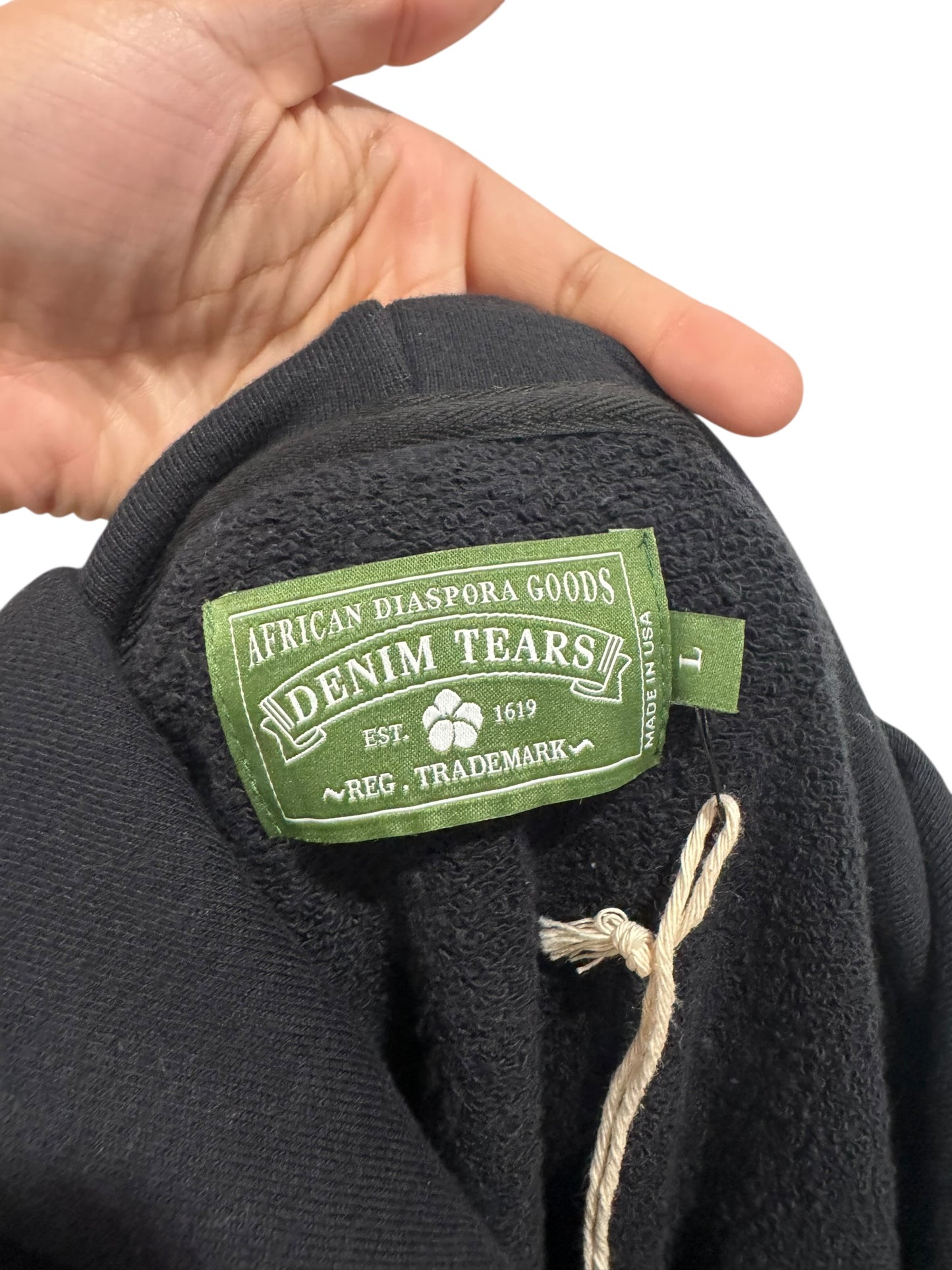 Denim Tears Floral Embroidered Logo Hoodie Black