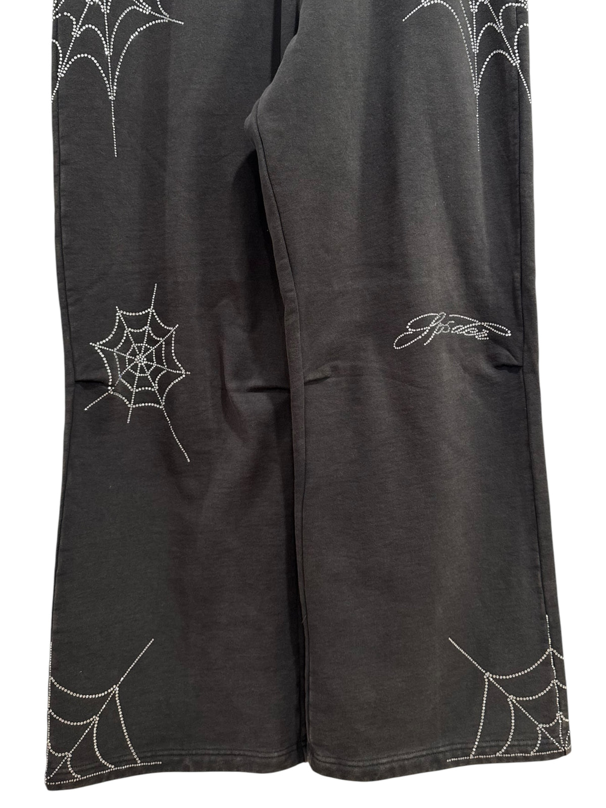 Sp5der Rhinestone Web Sweatpants Black
