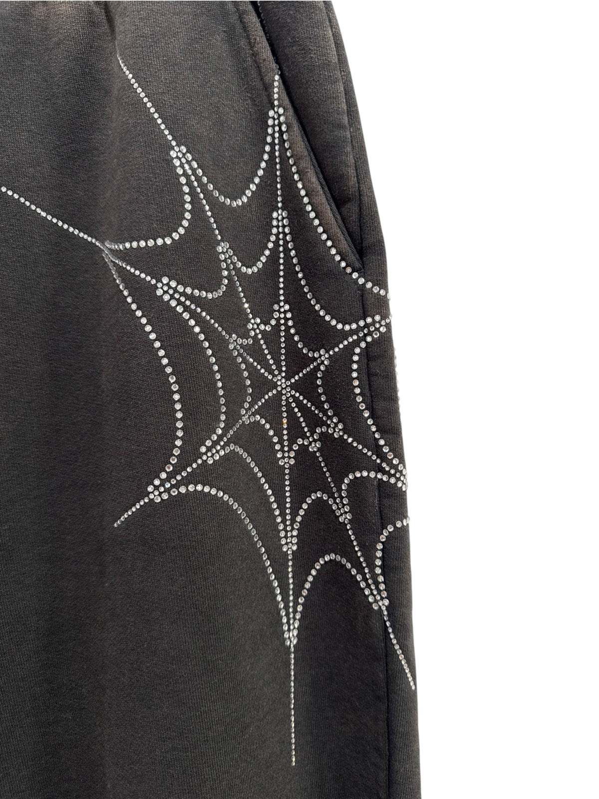 Sp5der Rhinestone Web Sweatpants Black