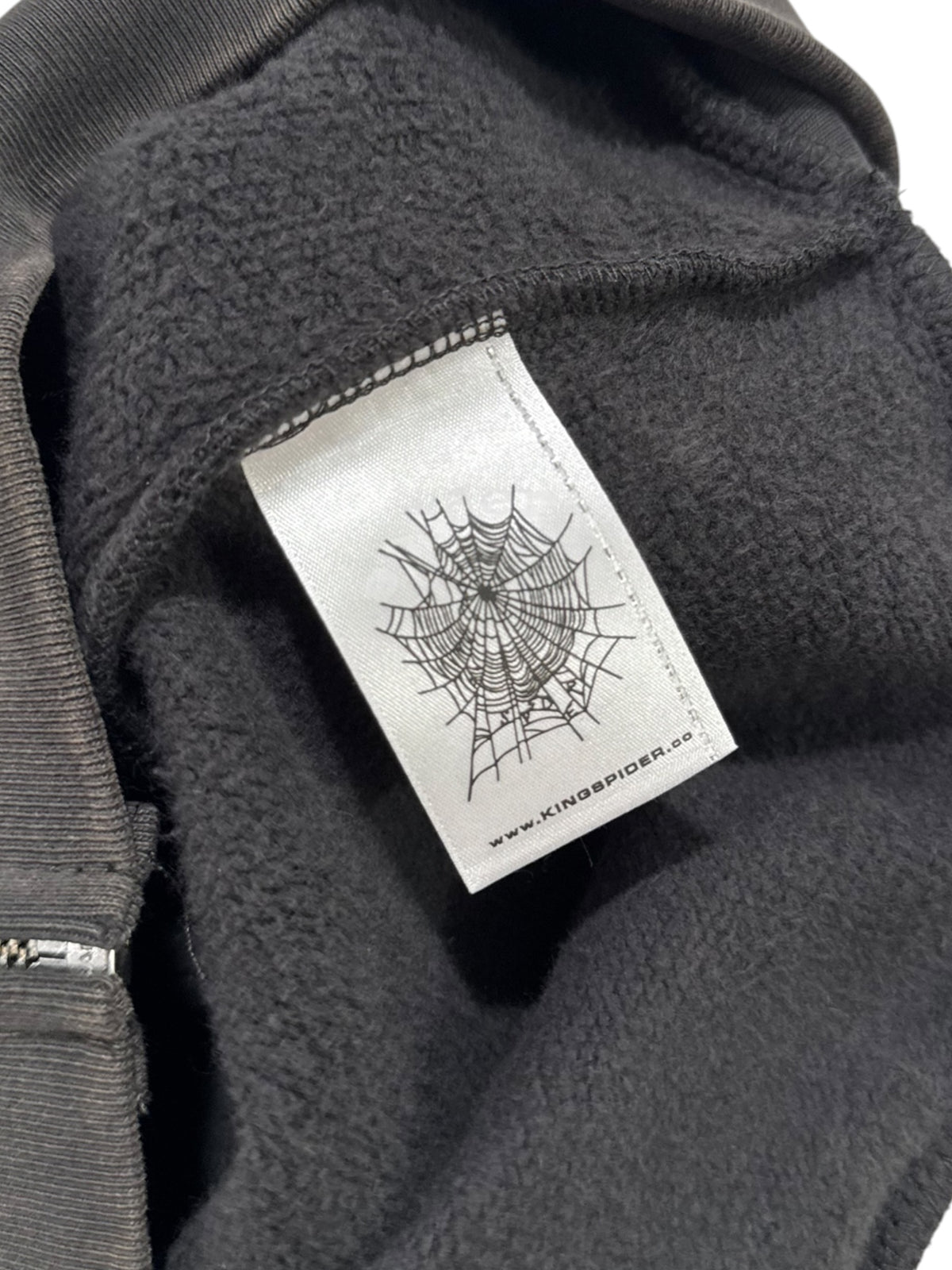 Sp5der Rhinestone Web Zip Hoodie Black