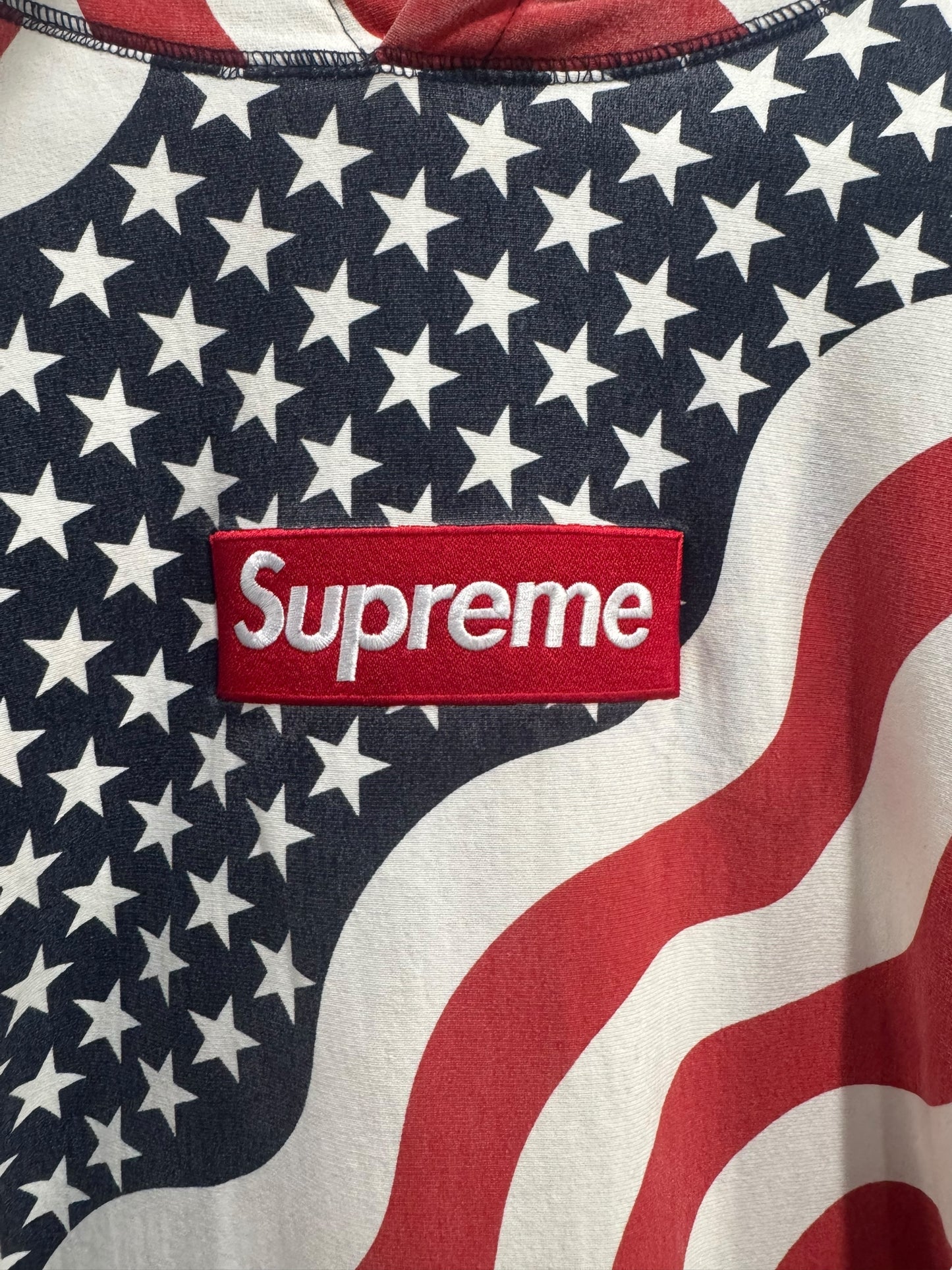 Supreme USA Flag Box Logo Hoodie White