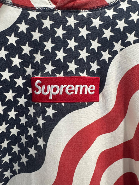 Supreme USA Flag Box Logo Hoodie White