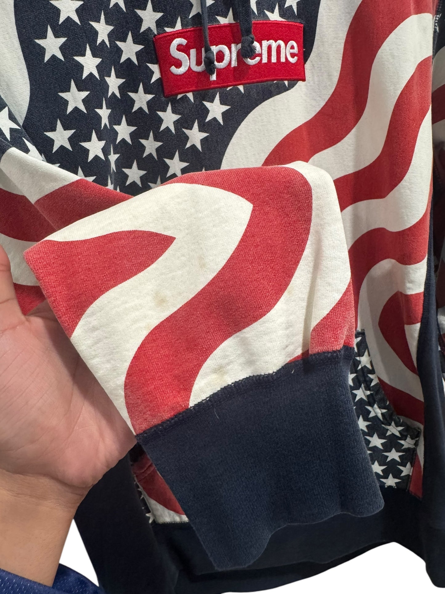 Supreme USA Flag Box Logo Hoodie White