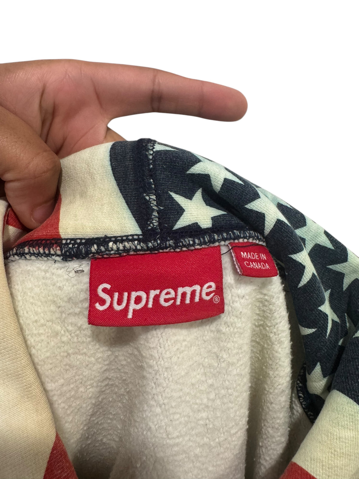 Supreme USA Flag Box Logo Hoodie White
