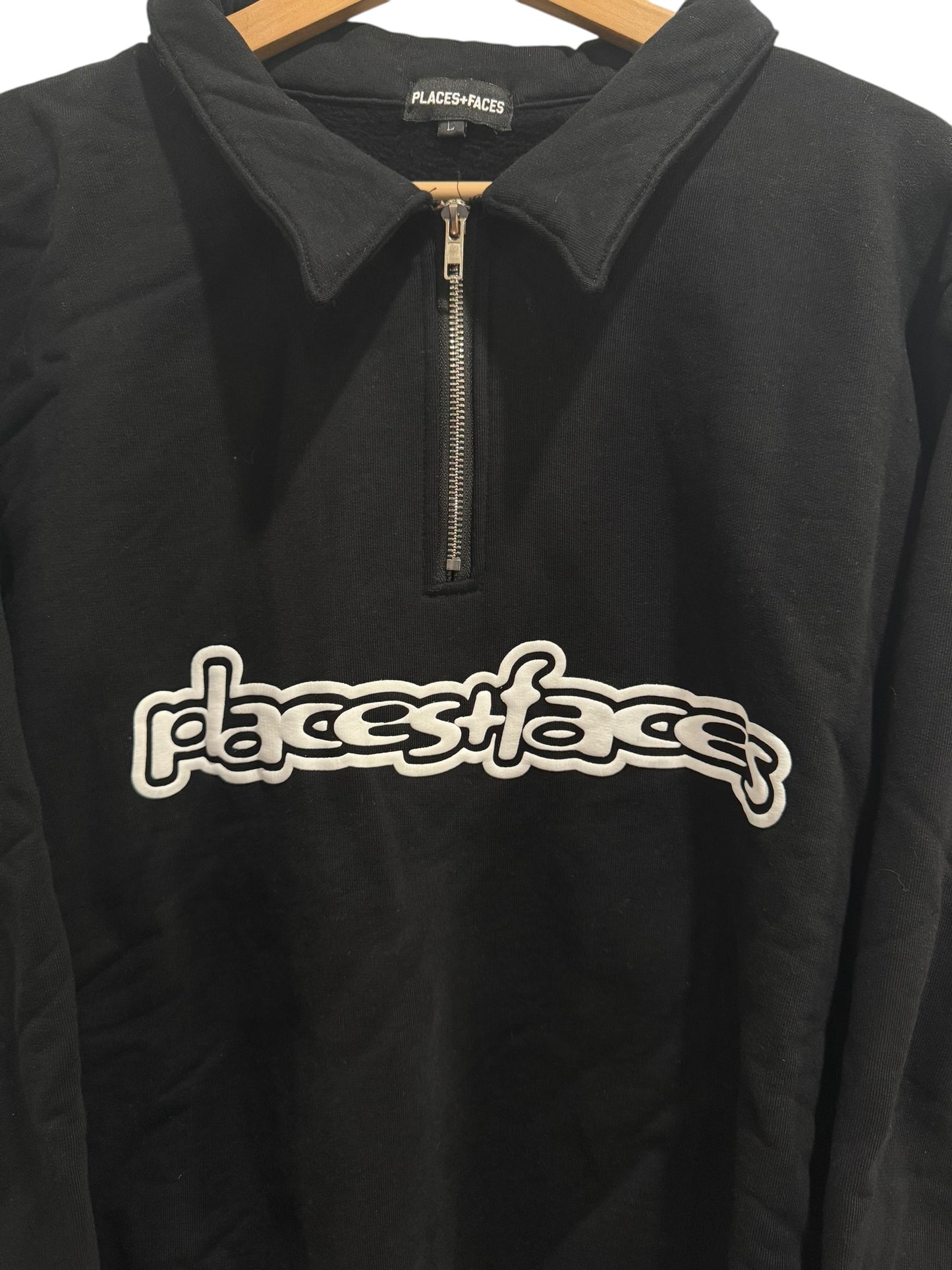 Places + Faces Angel Half Zip Crewneck Black