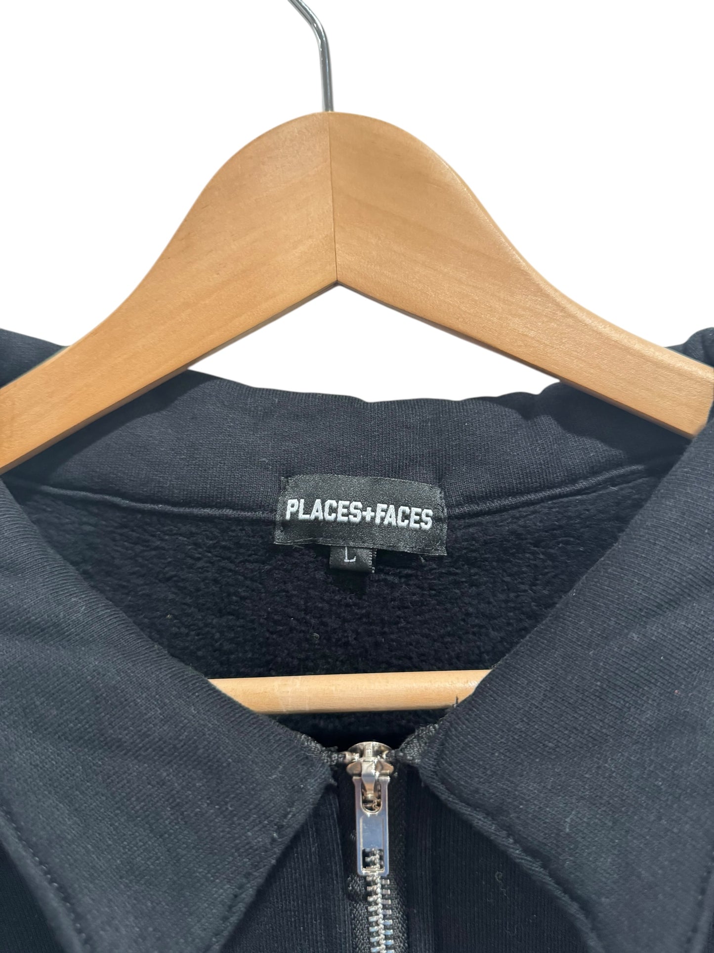 Places + Faces Angel Half Zip Crewneck Black