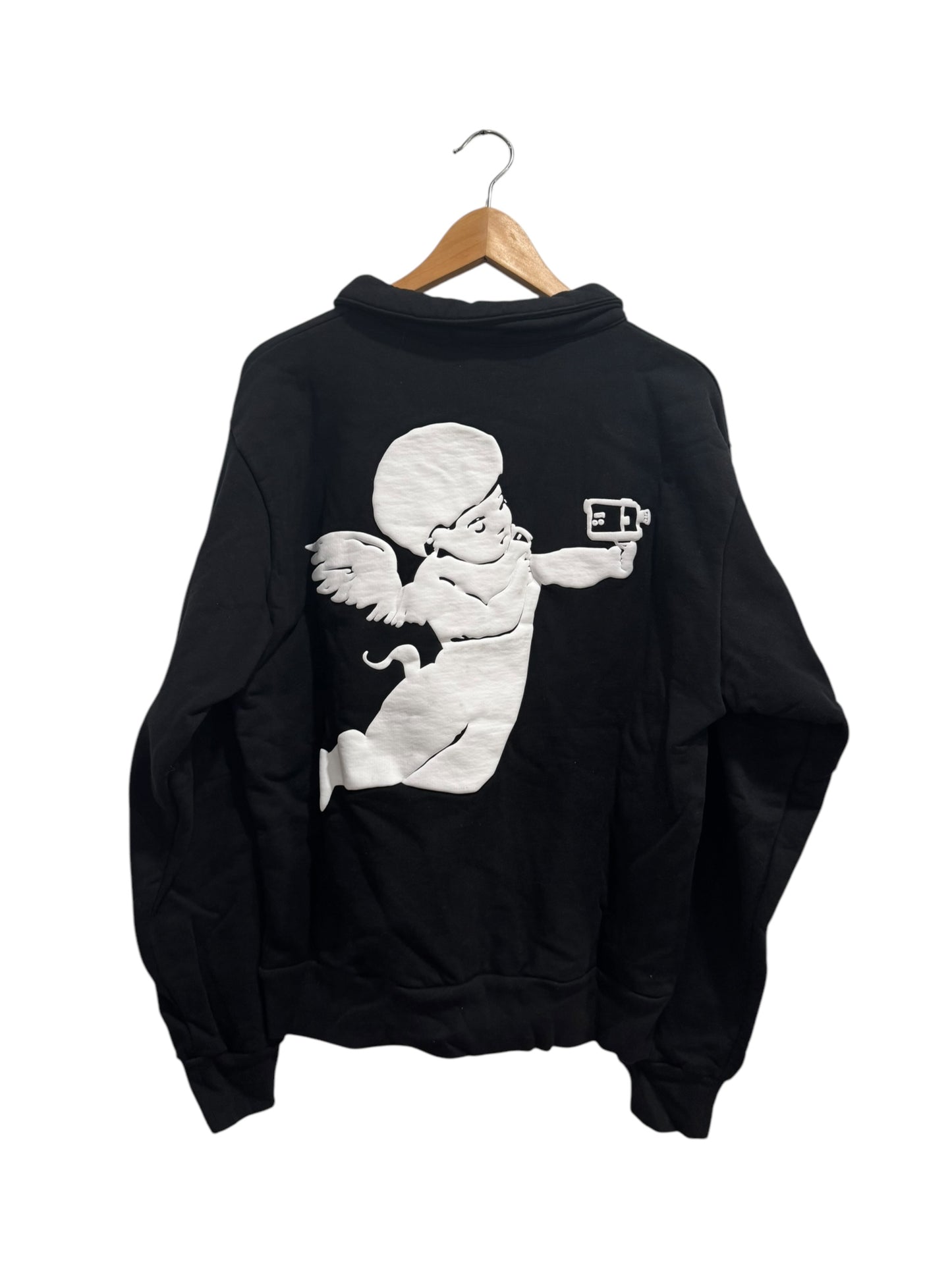 Places + Faces Angel Half Zip Crewneck Black