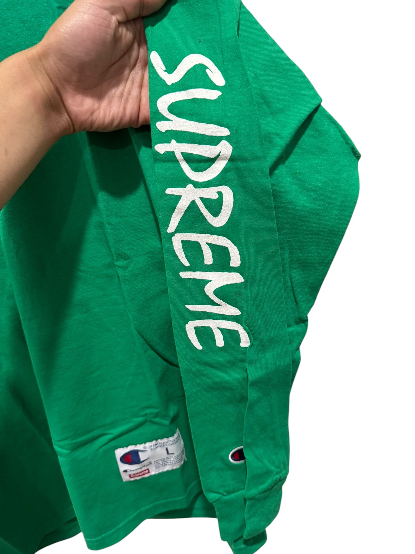 Supreme x Champion Logos Long Sleeve Tee Green