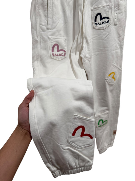 Palace x Evisu Multi Pocket Sweatpants White
