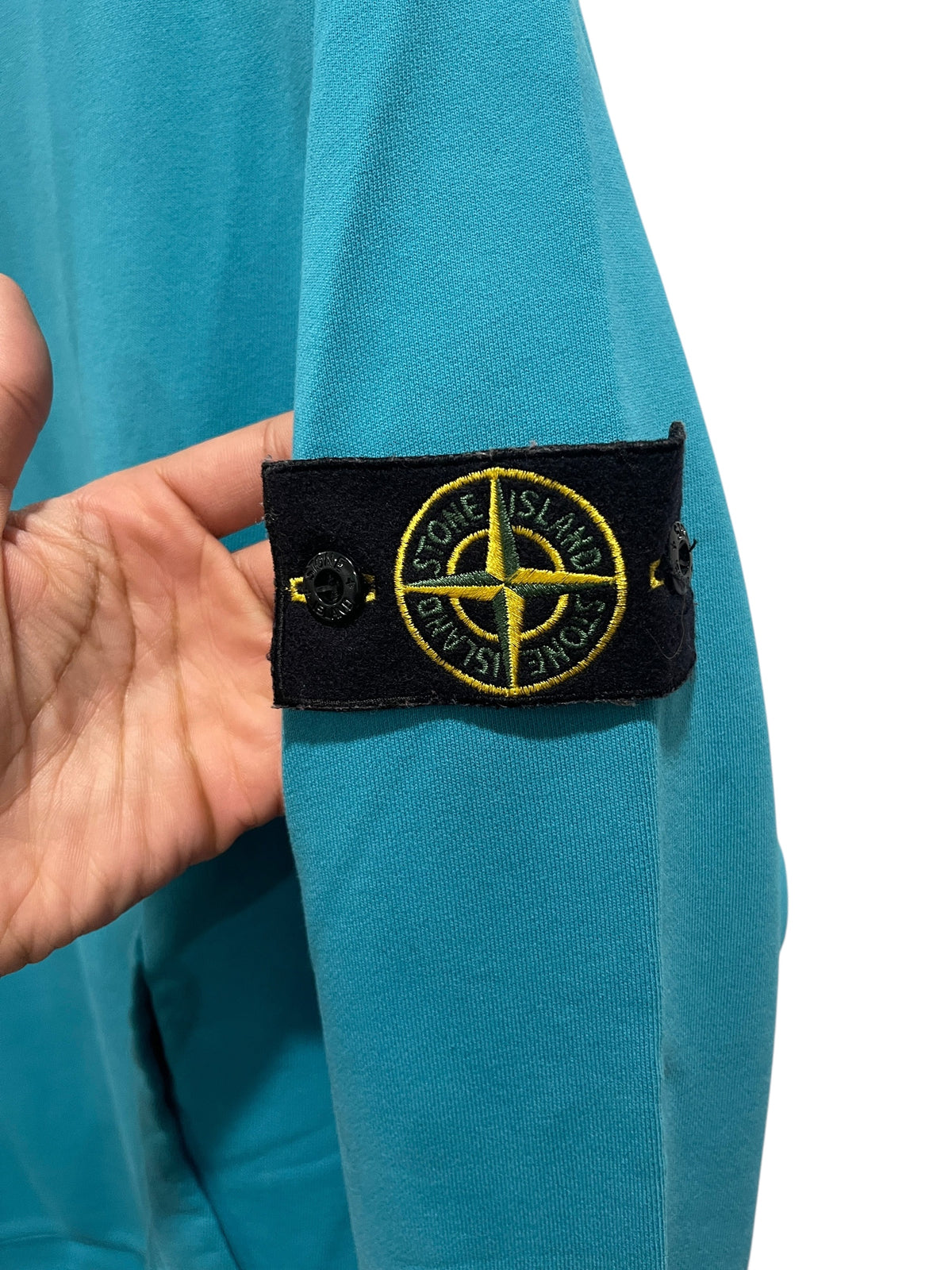 Stone Island Logo Patch Hoodie Teal