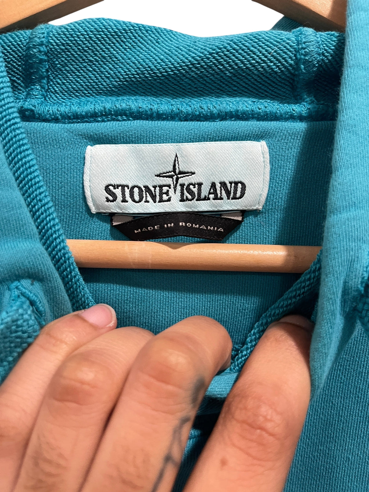 Stone Island Logo Patch Hoodie Teal