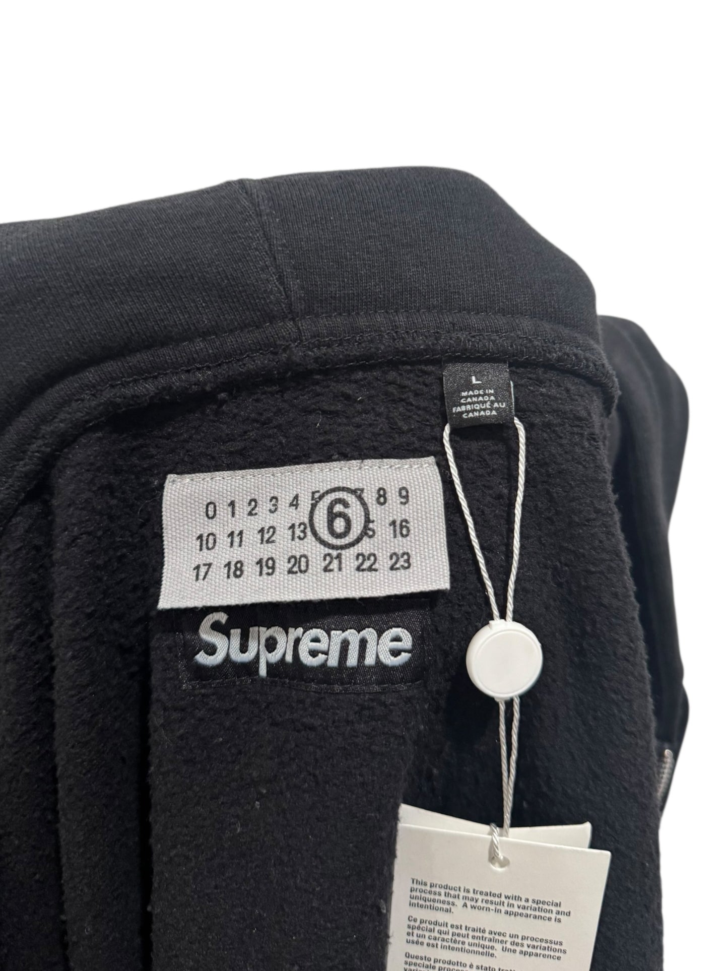 Supreme MM6 Maison Margiela Box Logo Zip Up Hooded Sweatshirt Black