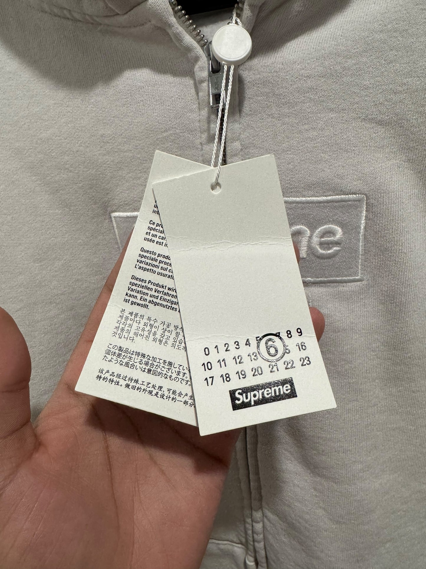 Supreme MM6 Maison Margiela Box Logo Zip Up Hooded Sweatshirt White