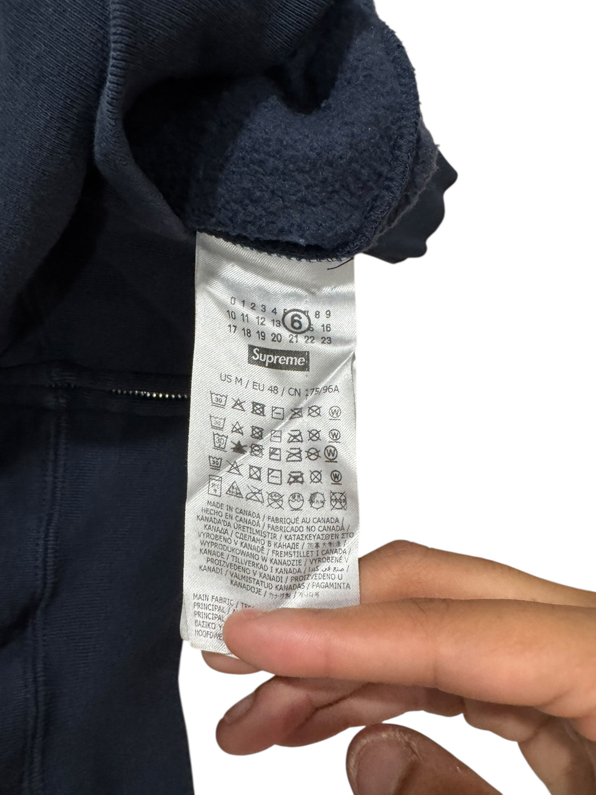 Supreme MM6 Maison Margiela Box Logo Zip Up Hooded Sweatshirt Navy