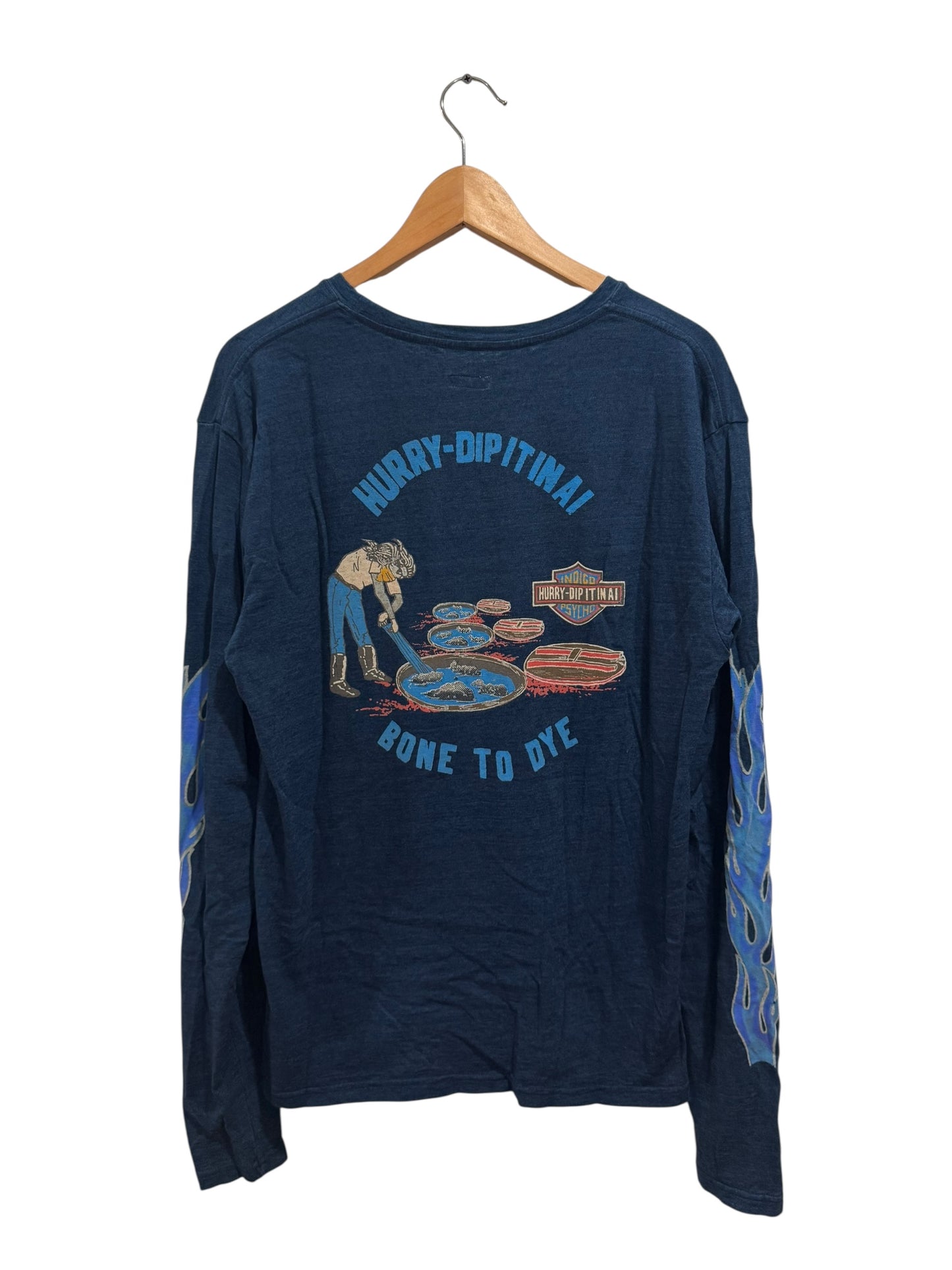 Kapital Harley Davidson Indigo Psycho Long Sleeve Tee Blue