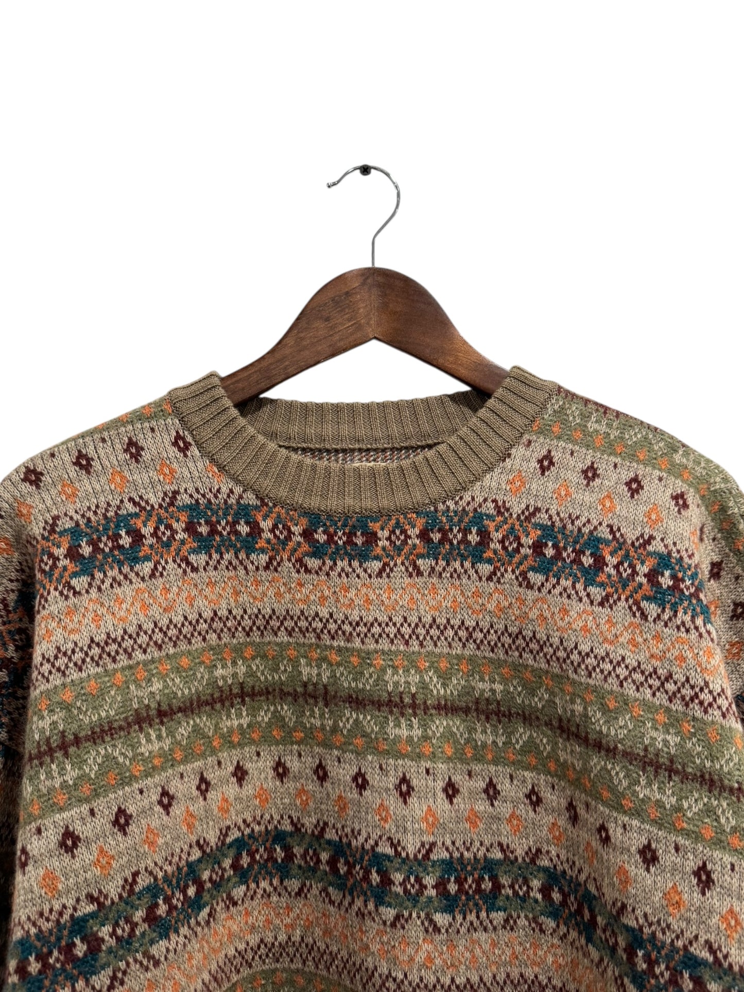 Kapital 7G Wool Fair Isle Bone Sweater Brown Multicolor
