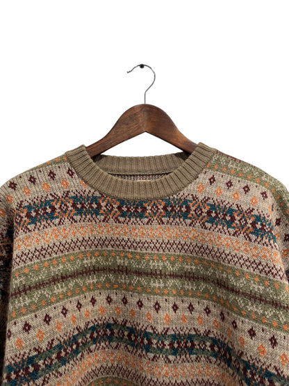 Kapital 7G Wool Fair Isle Bone Sweater Brown Multicolor