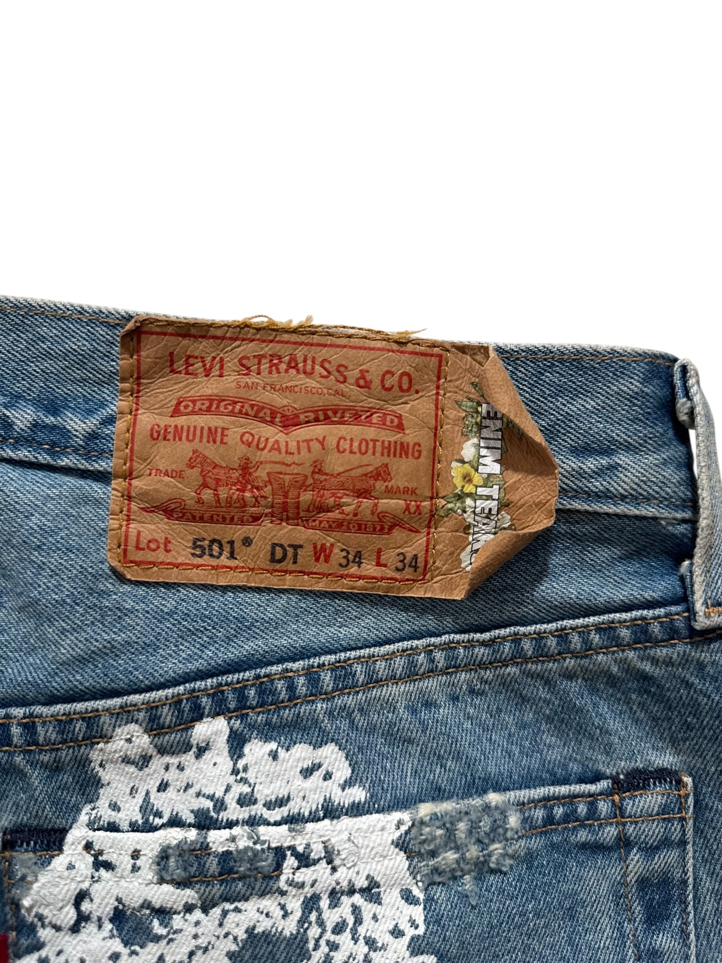 Denim Tears x Virgil Abloh Message In A Tear Printed Jeans Blue Indigo