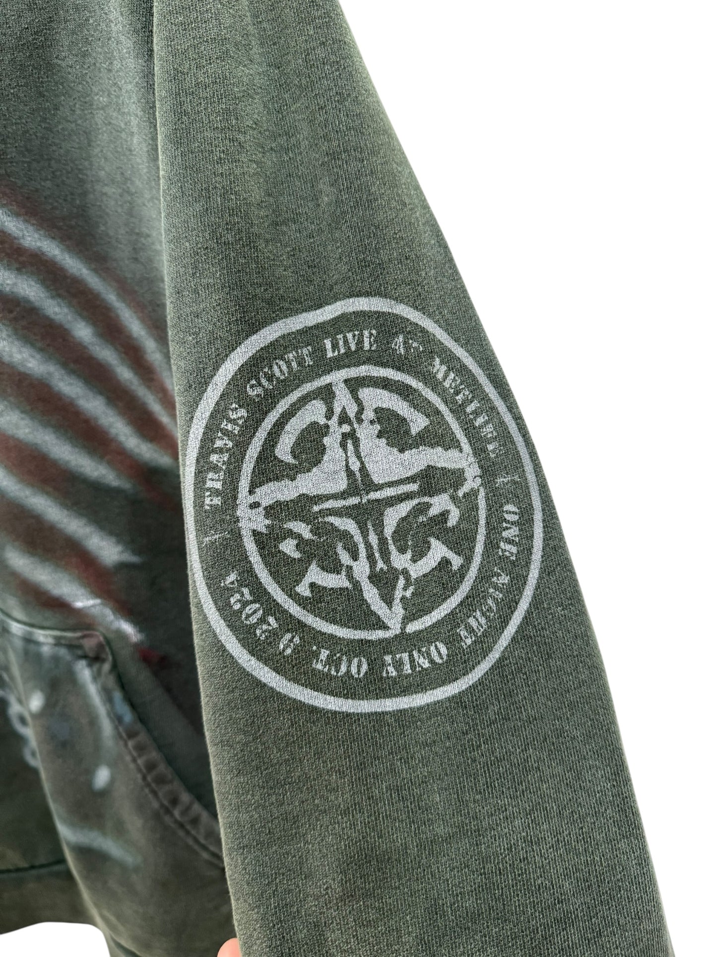 Travis Scott NYC Metlife Exclusive Flag Hoodie Washed Green