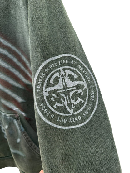 Travis Scott NYC Metlife Exclusive Flag Hoodie Washed Green