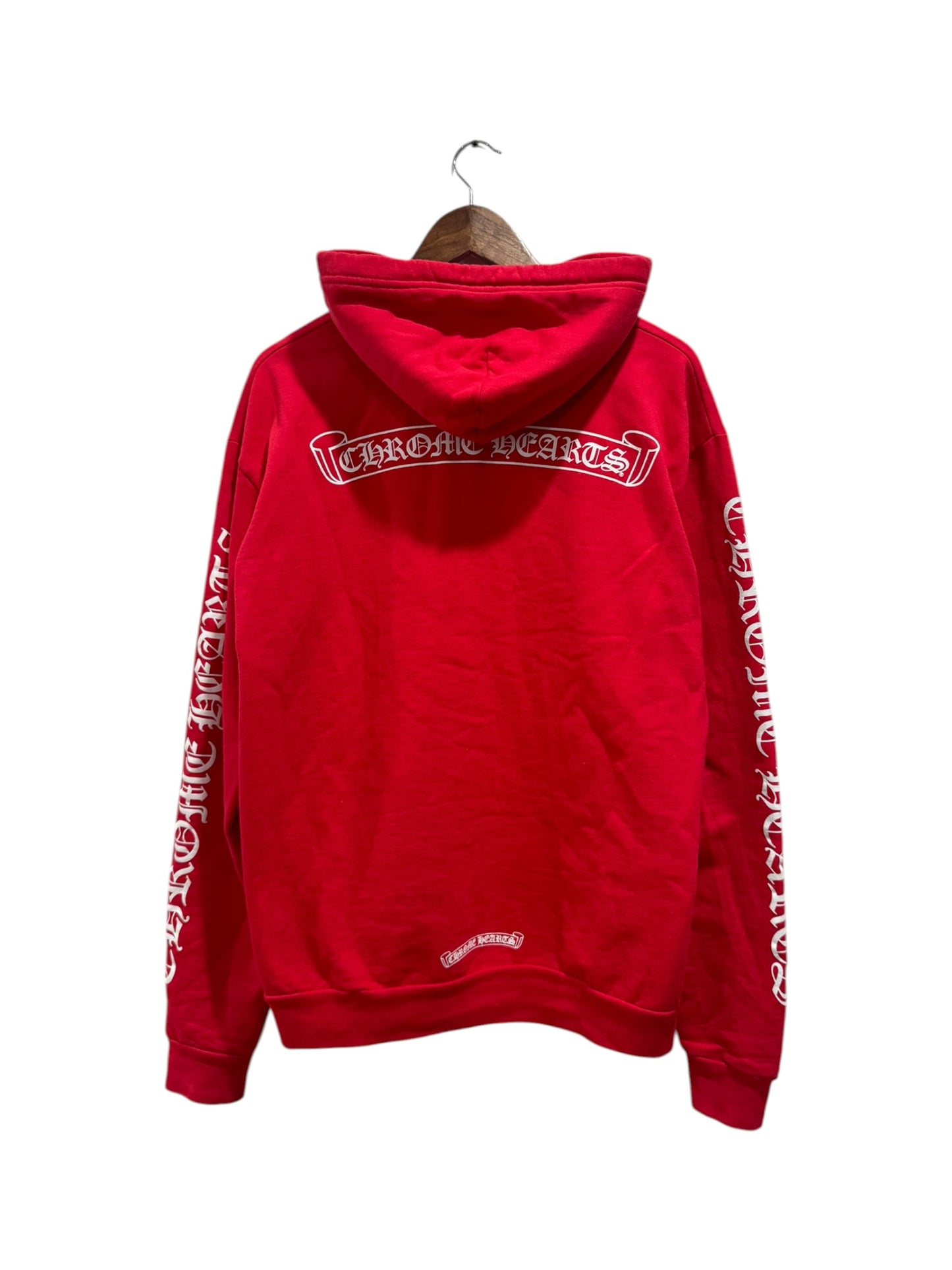 Chrome Hearts Online Exclusive Scroll Logo Hoodie Red