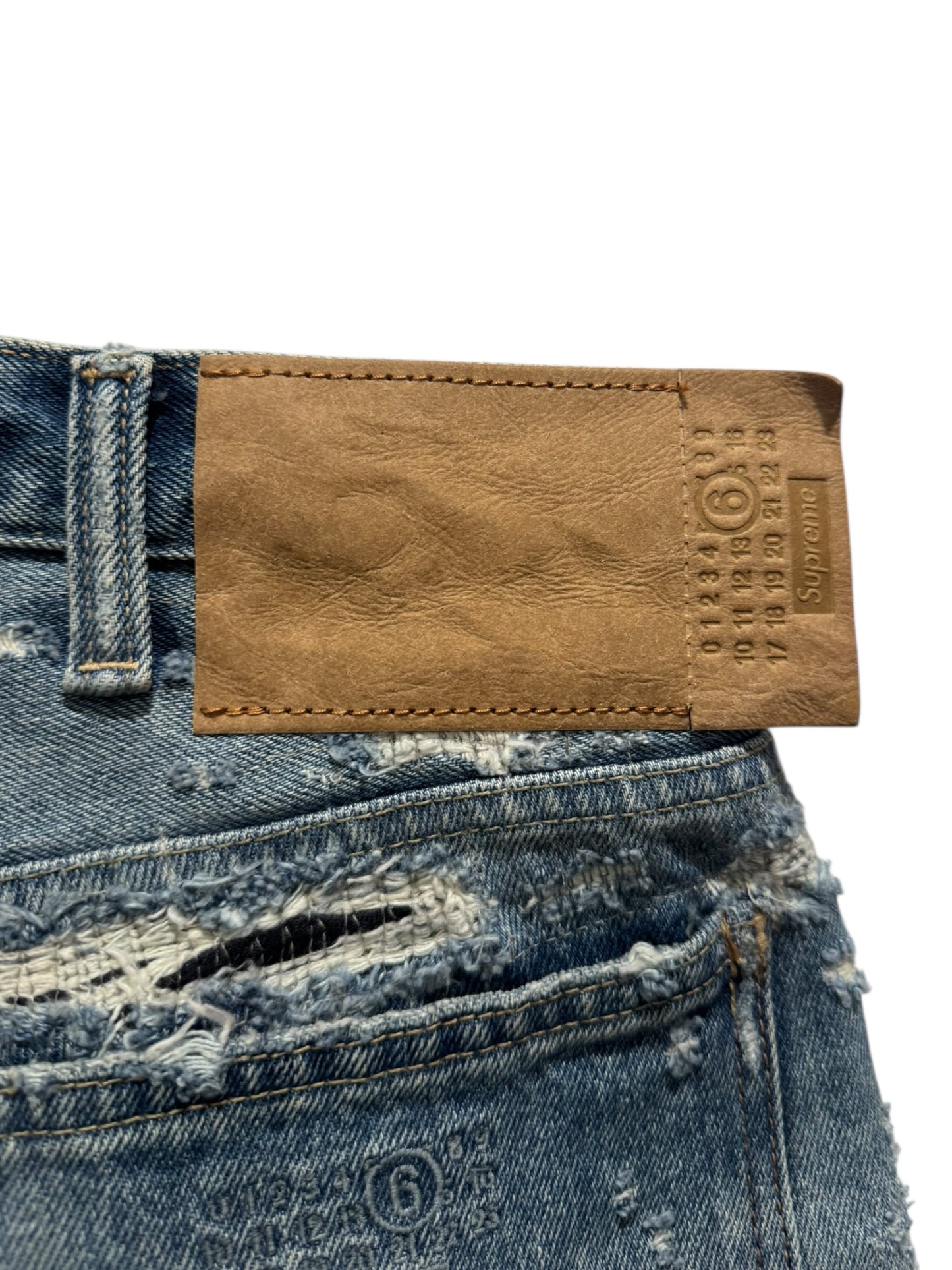 Supreme MM6 Maison Margiela Distressed Loose Fit Selvedge Jean Blue