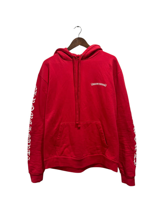 Chrome Hearts Online Exclusive Scroll Logo Hoodie Red