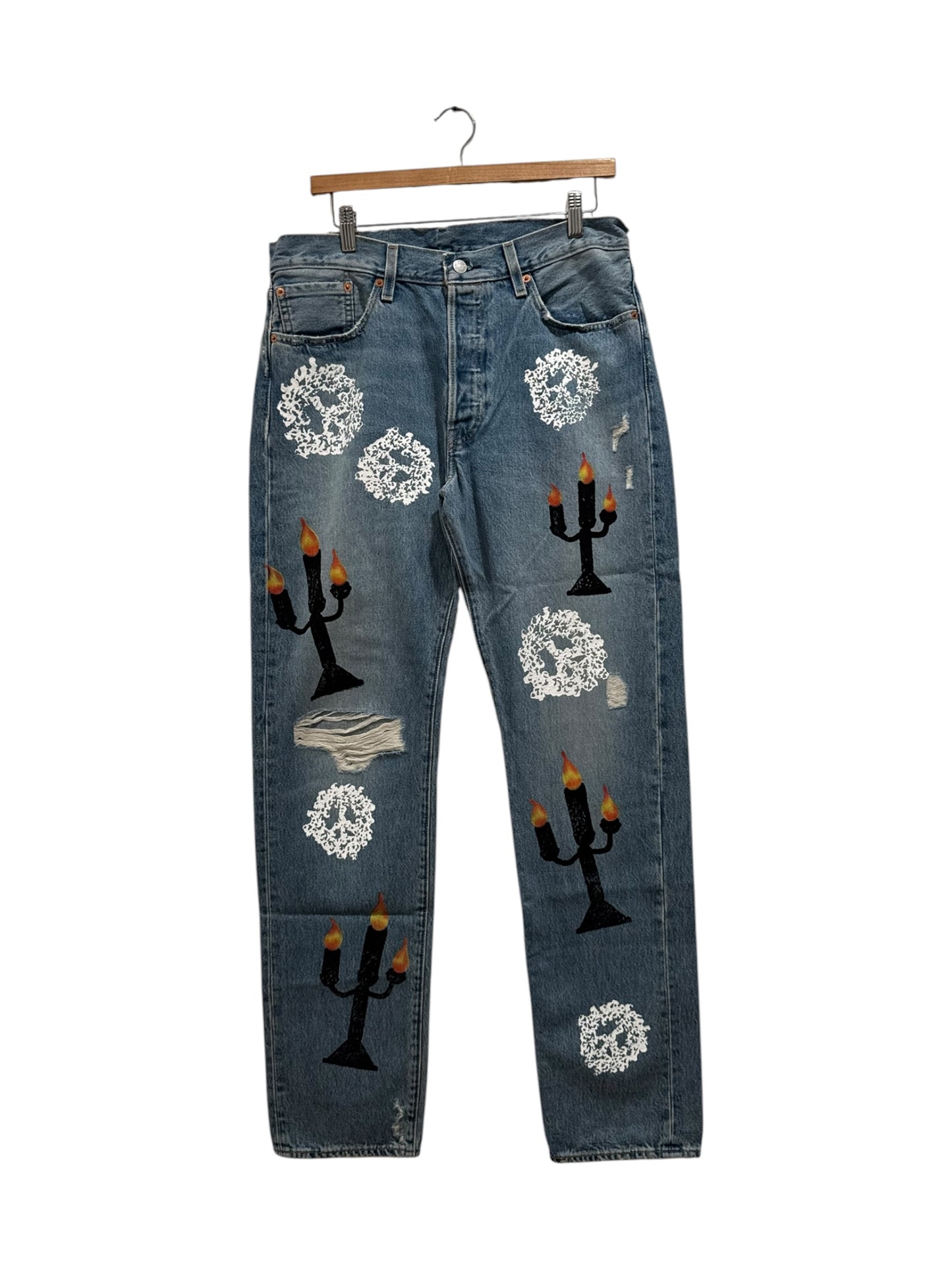 Denim Tears x Virgil Abloh Message In A Tear Printed Jeans Blue Indigo