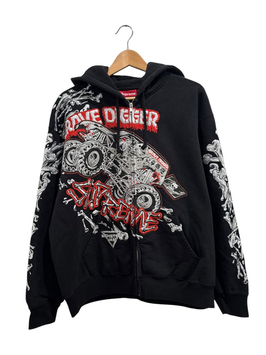 Supreme Monster Jam Grave Digger Zip Up Hooded Sweatshirt Black