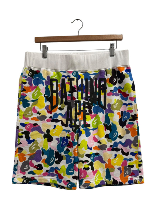 BAPE NYC Logo Sweat Shorts Multi Camo White