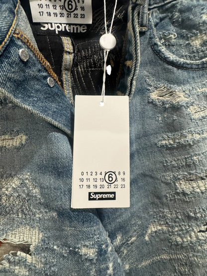 Supreme MM6 Maison Margiela Distressed Loose Fit Selvedge Jean Blue
