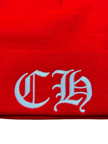 Chrome Hearts CH Logo Beanie Red White