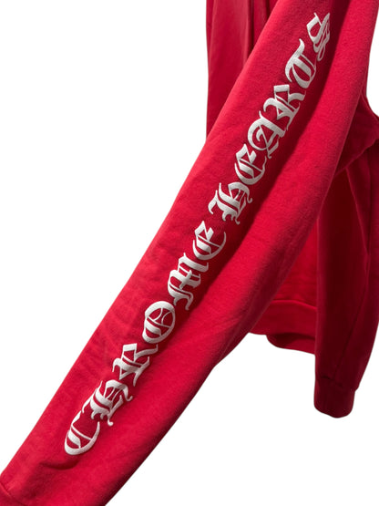 Chrome Hearts Online Exclusive Scroll Logo Hoodie Red