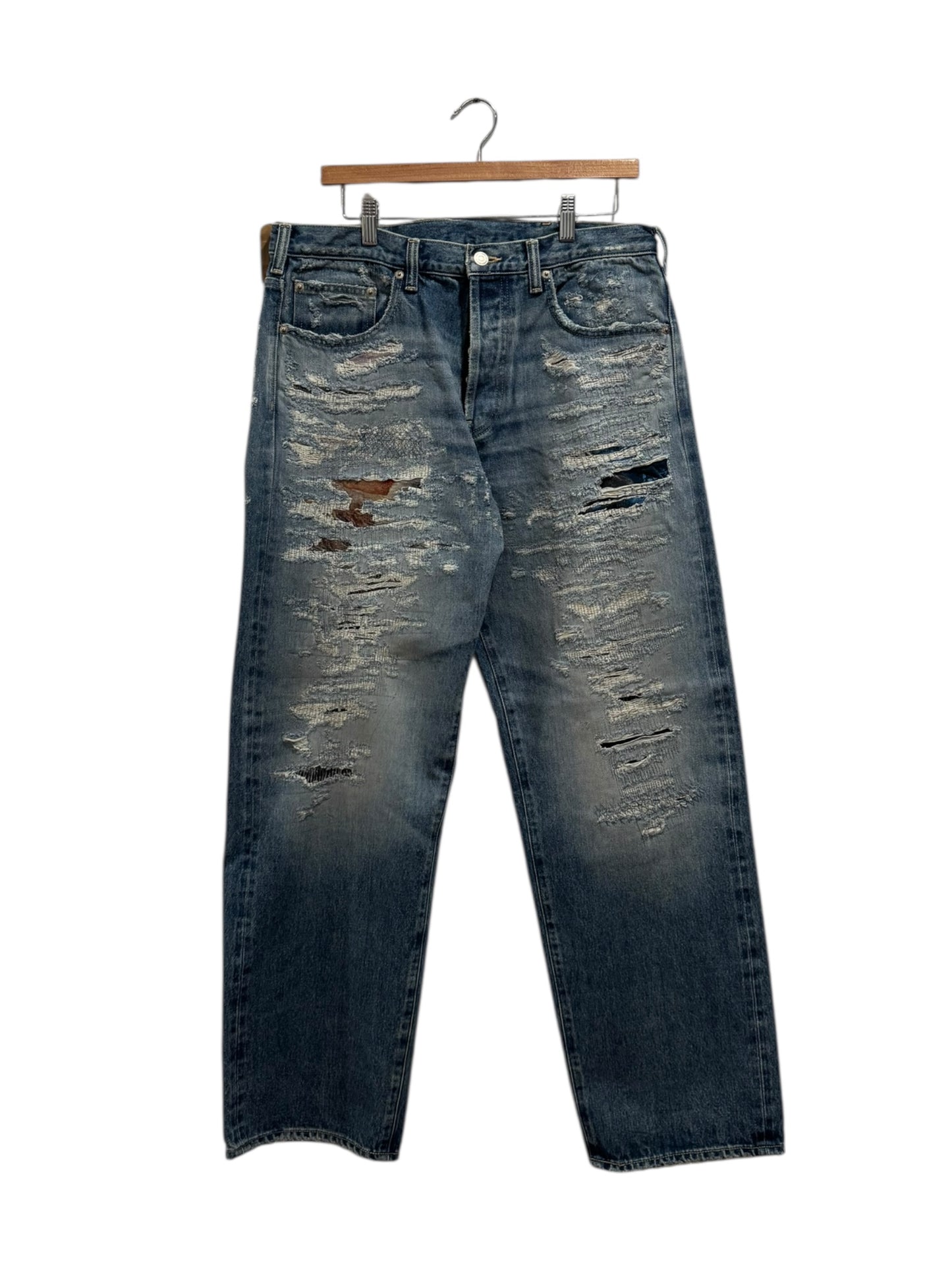 Supreme MM6 Maison Margiela Distressed Loose Fit Selvedge Jean Blue