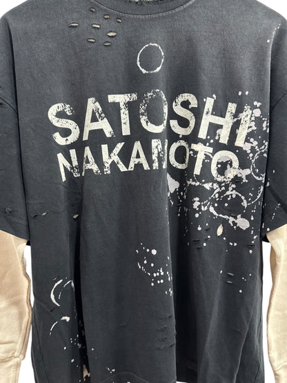 Satoshi Nakamoto Bleached Luke Thermal Tee Black White
