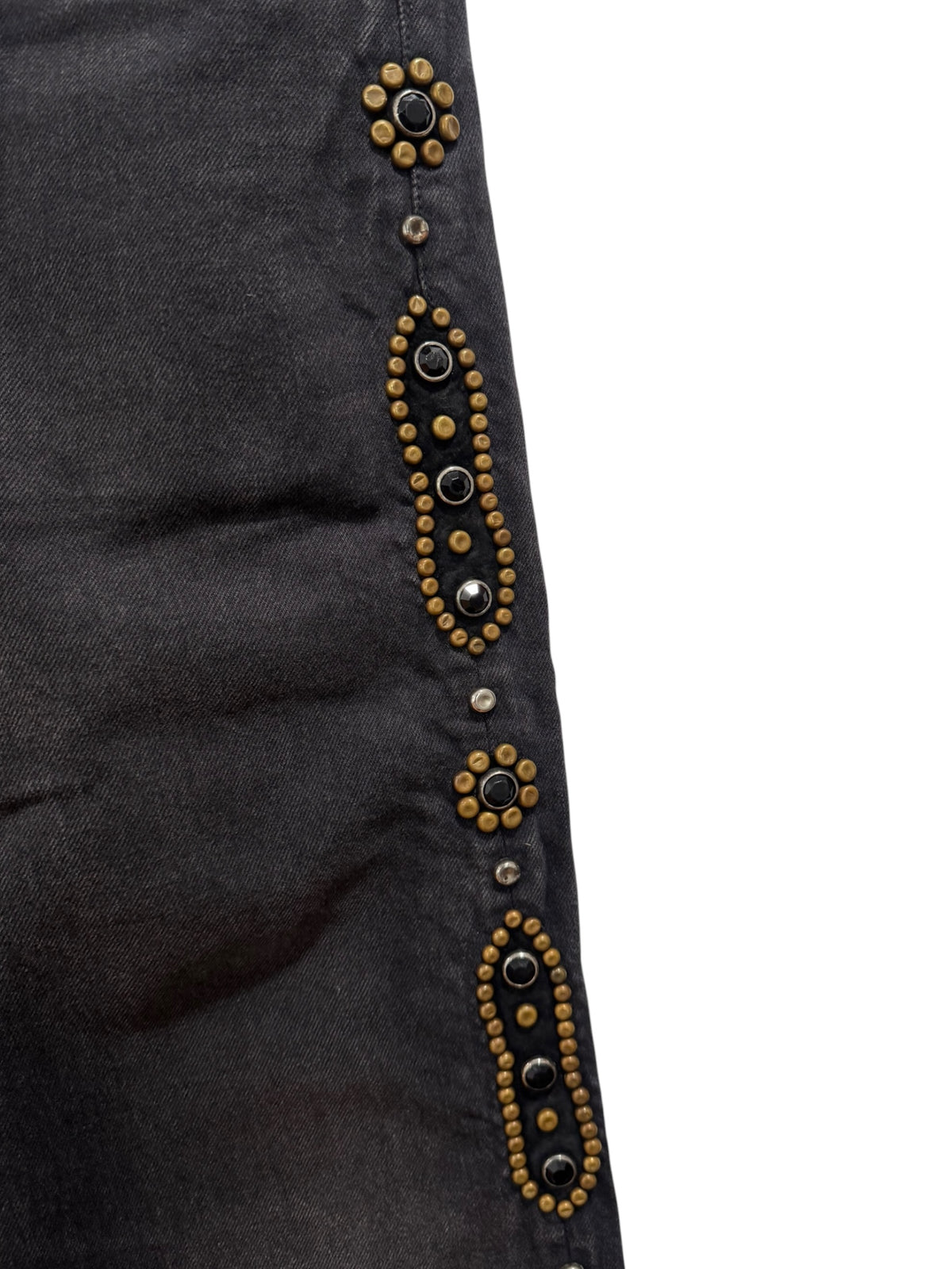 Kapital 14oz Black Denim Monkey Cisco Studded Jeans Black