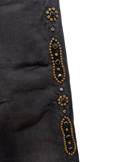 Kapital 14oz Black Denim Monkey Cisco Studded Jeans Black