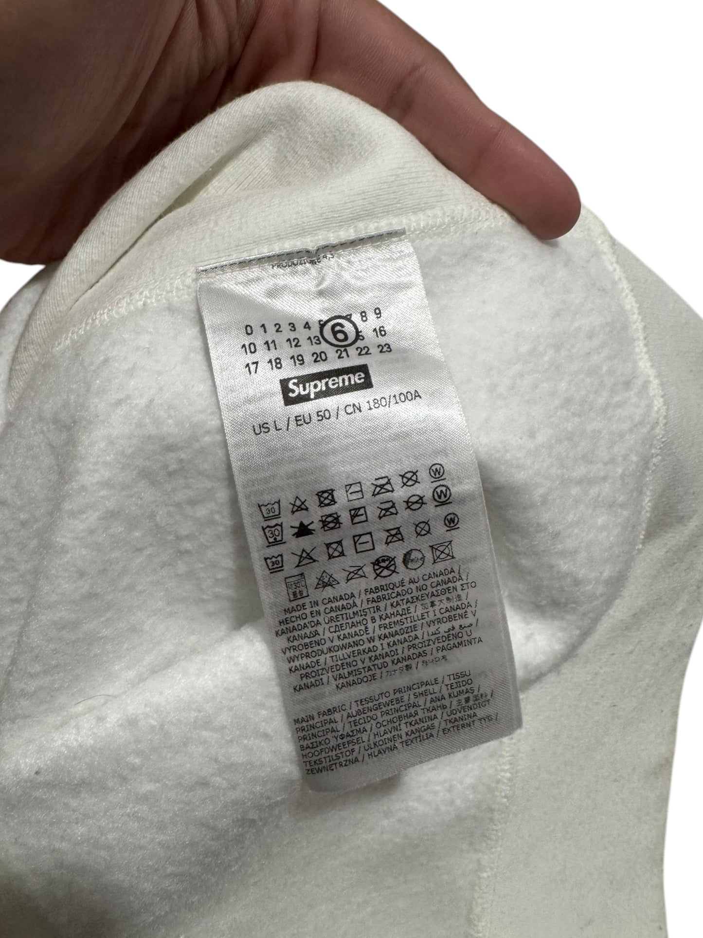 Supreme MM6 Maison Margiela Foil Box Logo Hoodie White
