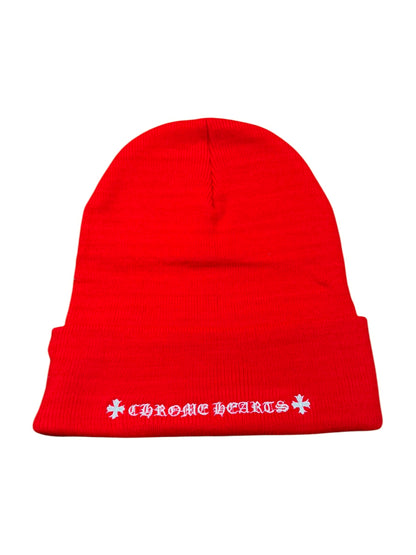 Chrome Hearts CH Logo Beanie Red White