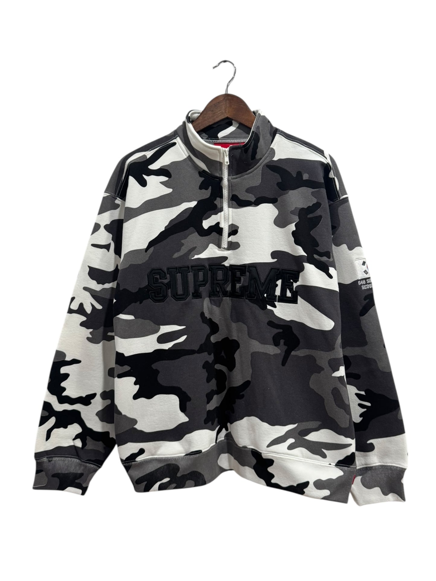 Supreme Seoul Shop Flag Half Zip Pullover Snow Camo
