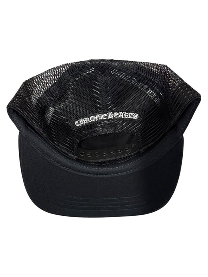 Chrome Hearts Pony Hair Cemetary Cross Trucker Hat Black White