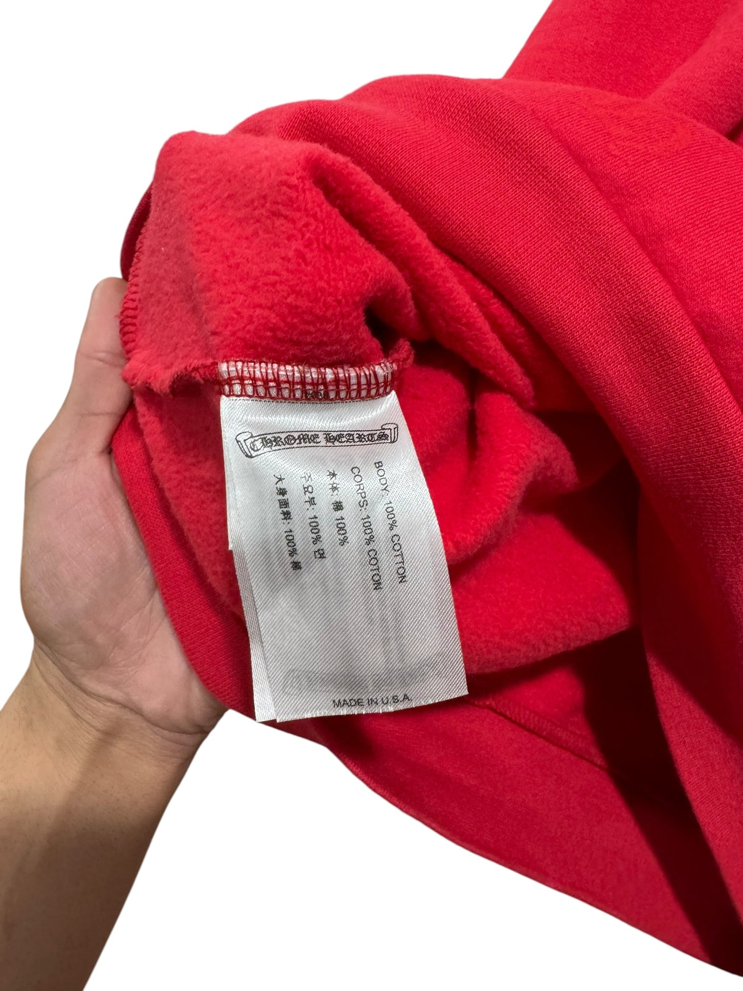 Chrome Hearts Online Exclusive Scroll Logo Hoodie Red