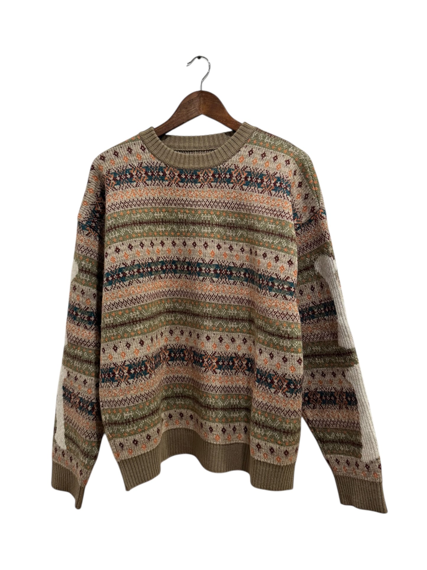 Kapital 7G Wool Fair Isle Bone Sweater Brown Multicolor
