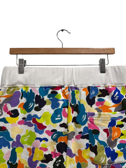 BAPE NYC Logo Sweat Shorts Multi Camo White
