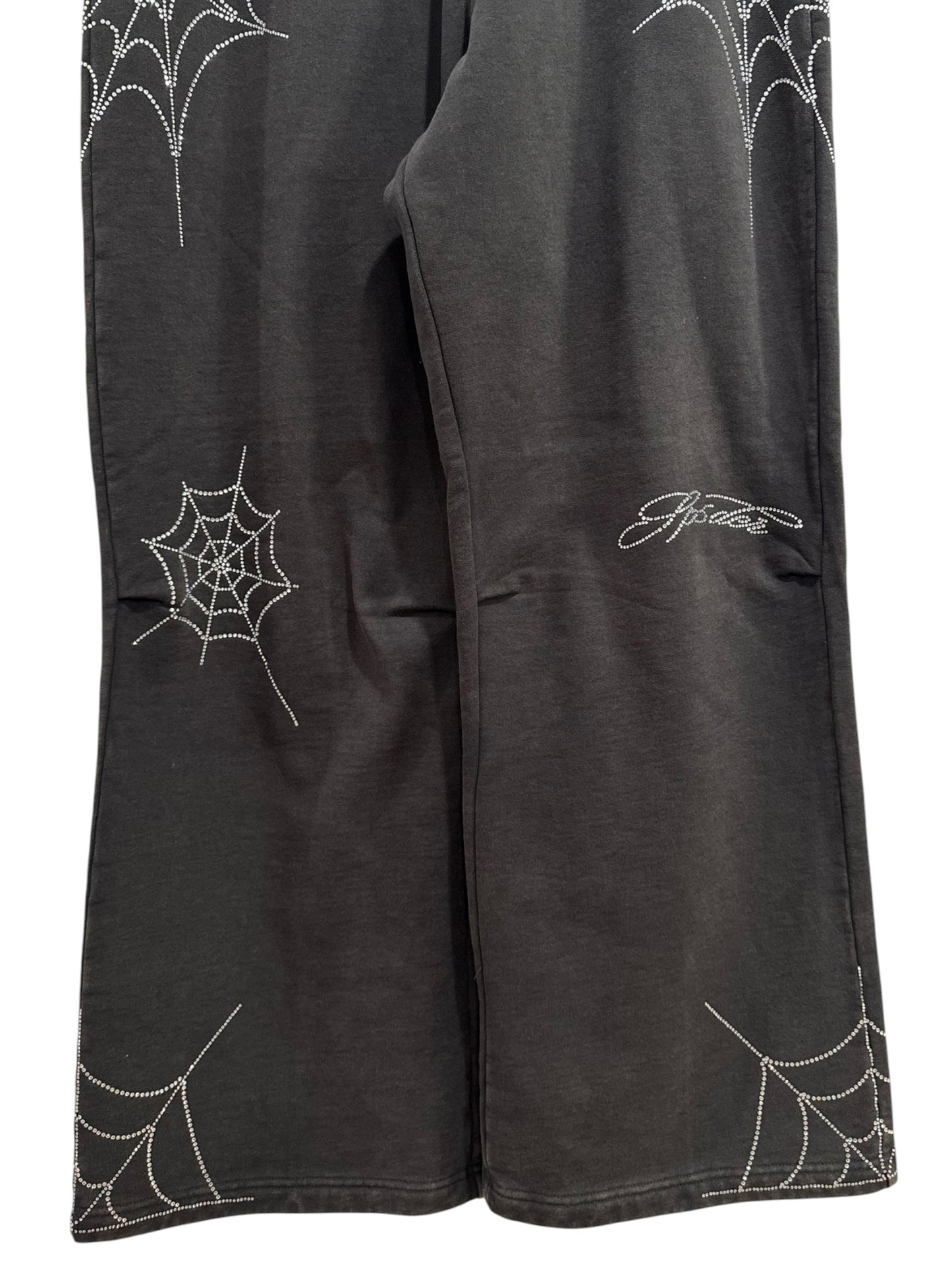 Sp5der Rhinestone Web Sweatpants Black