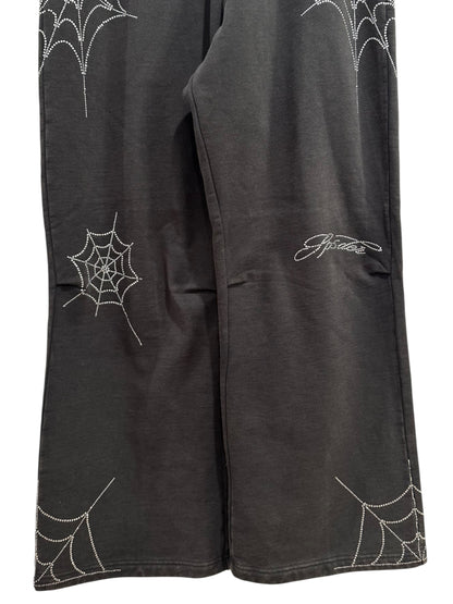 Sp5der Rhinestone Web Sweatpants Black