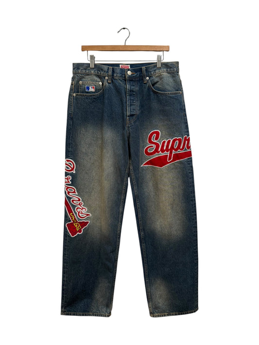 Supreme Mitchell & Ness Atlanta Braves Loose Fit Jean Blue