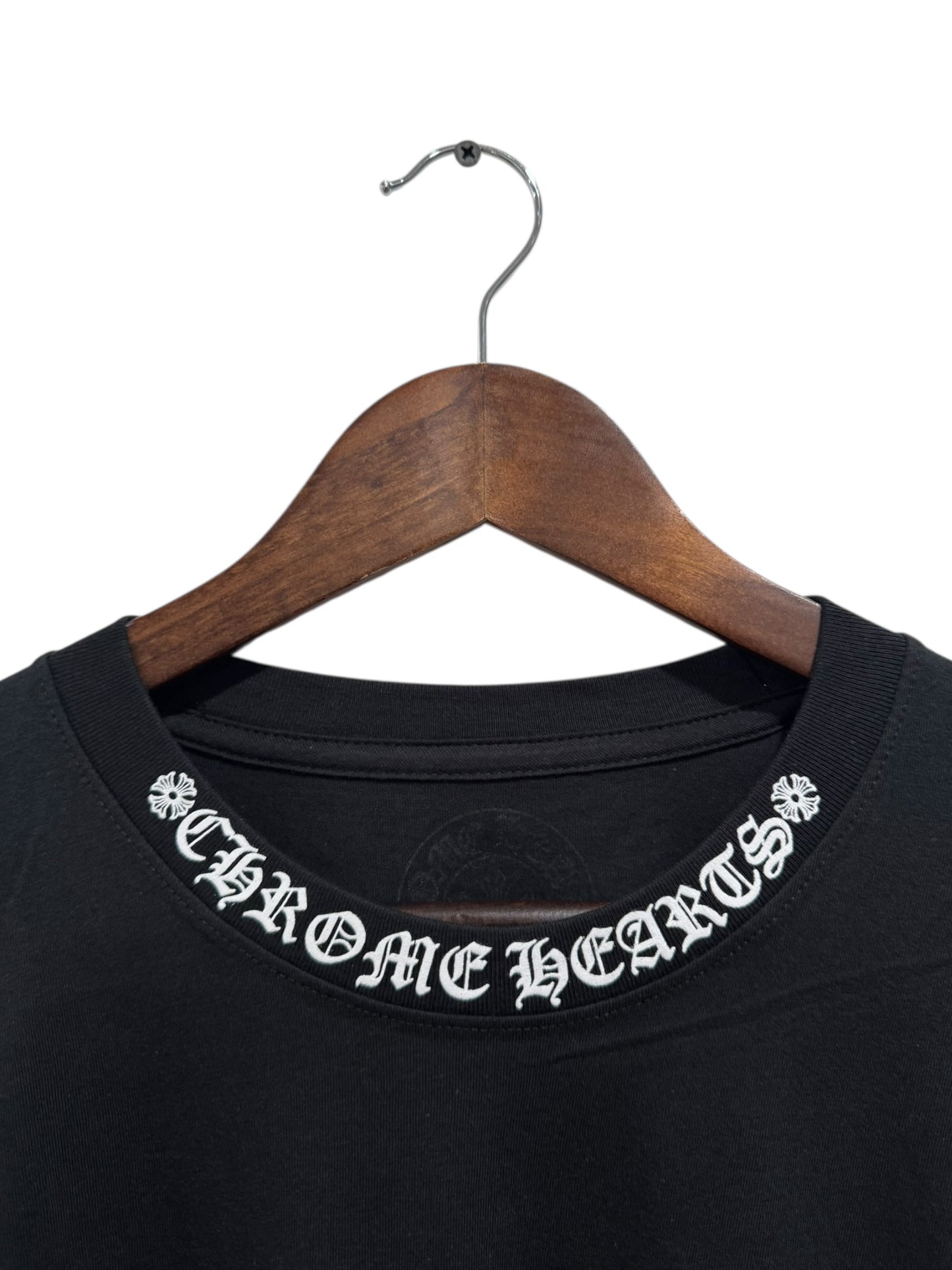 Chrome Hearts Neck Logo Long Slevee Tee Black White