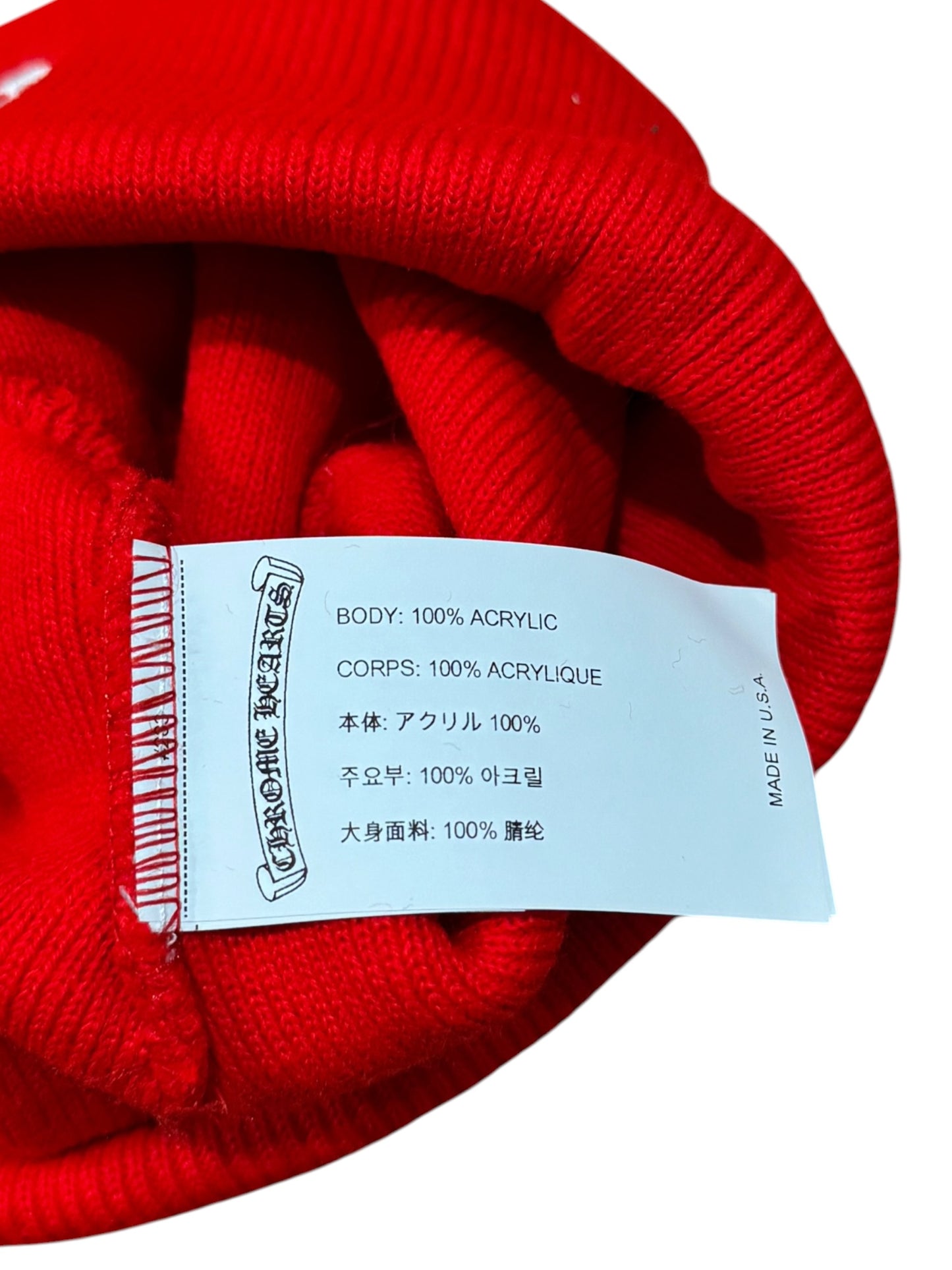 Chrome Hearts CH Logo Beanie Red White