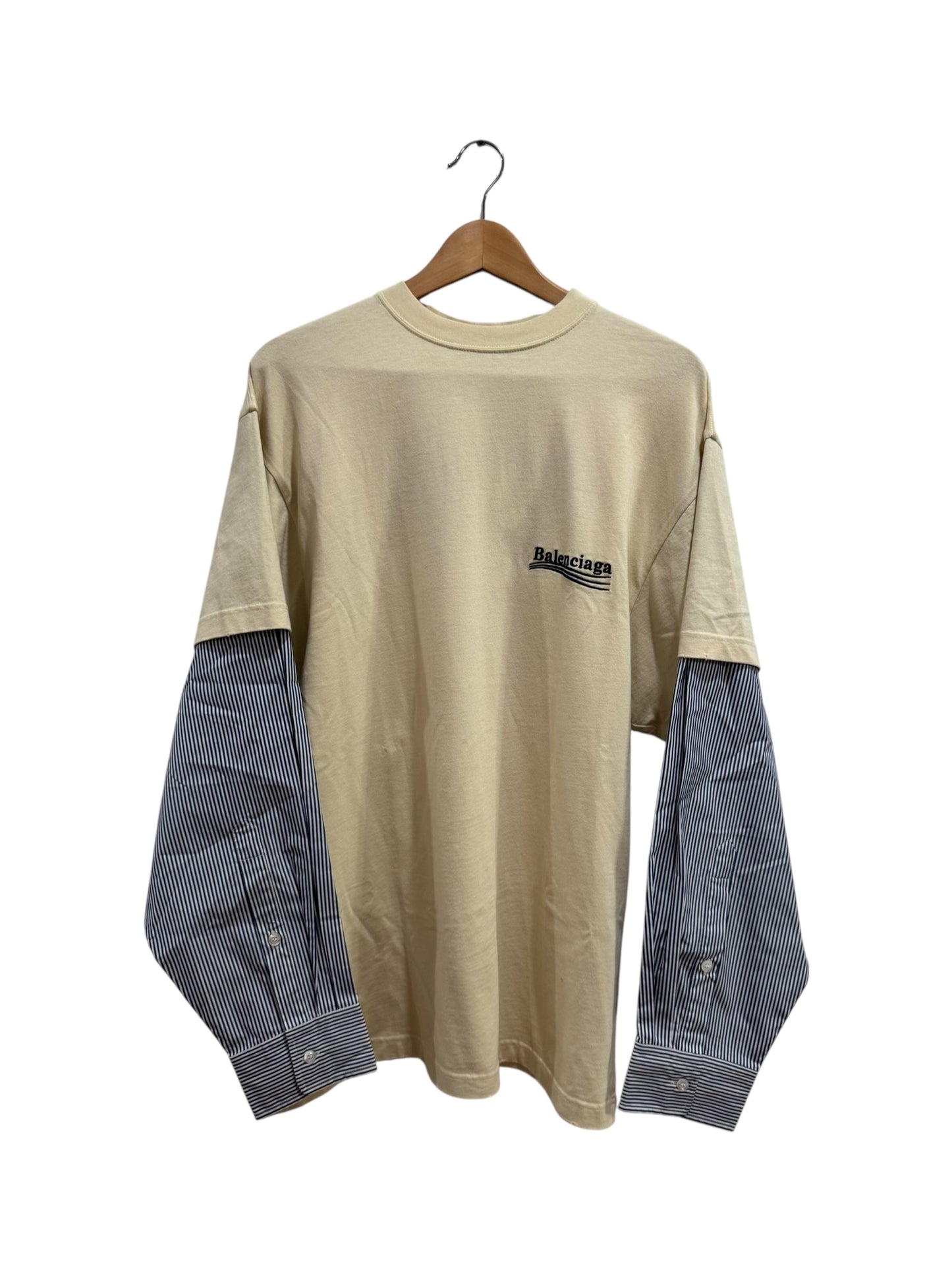 Balenciaga Political Campaign Layered Long Sleeve Tee Cream